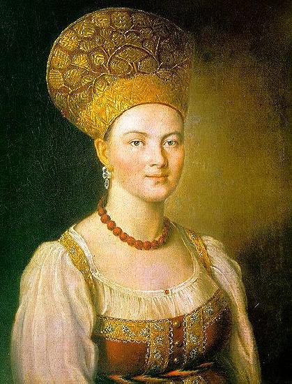 Ivan Argunov Portrait of an Unknown Woman in Russian Costume oil painting picture